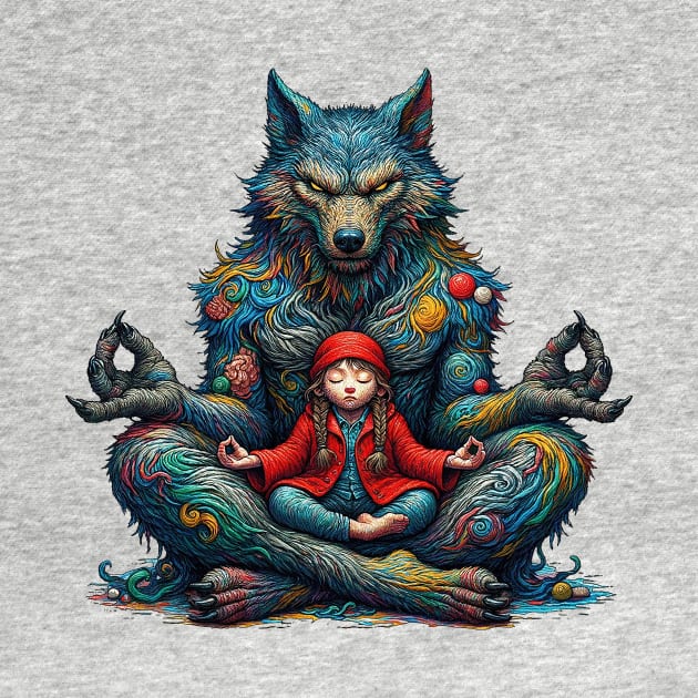 Wolf Meditation by Sideways Tees